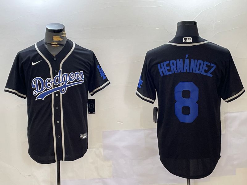 Men Los Angeles Dodgers #8 Hernandez Black Game 2024 Nike MLB Jersey style 1120
